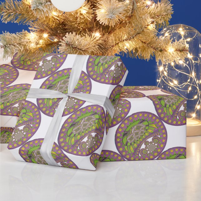 African Purple and Yellow Kaleidoscope Traditional Wrapping Paper (Holidays)