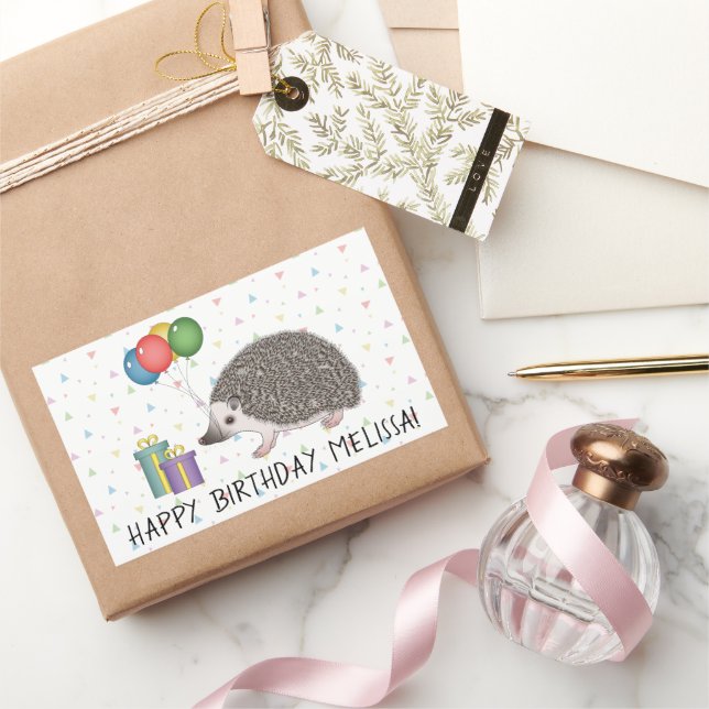 African Pygmy Hedgehog Animal - Happy Birthday Sticker (Gifting)