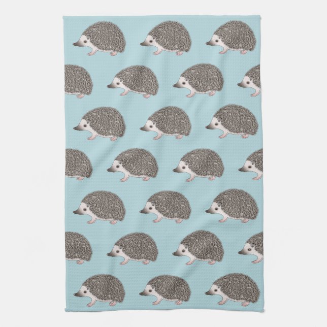 African Pygmy Hedgehog Cartoon Design Pattern Kitchen Towel (Vertical)