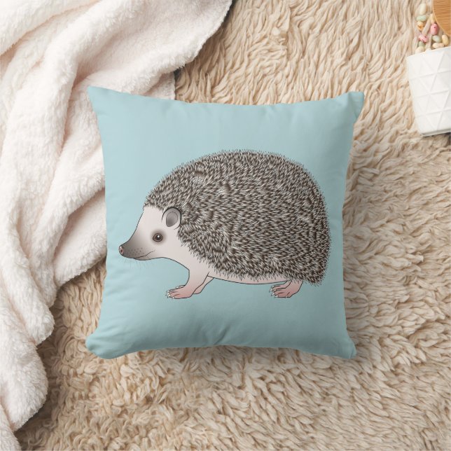 African Pygmy Hedgehog Cute Cartoon Illustration Throw Pillow (Blanket)