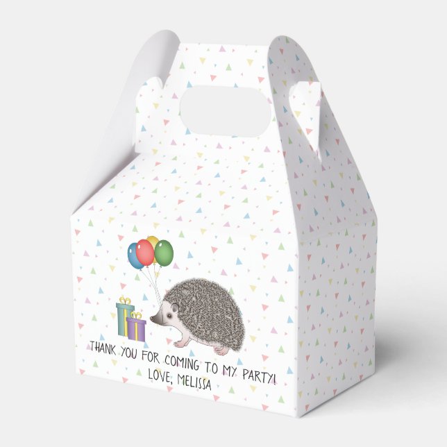 African Pygmy Hedgehog With Birthday Balloons Favor Box (Front Side)