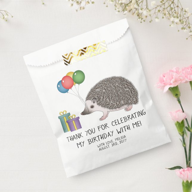 African Pygmy Hedgehog With Birthday Balloons Favour Bag (Sealed)