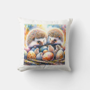 African Pygmy Hedgehogs 040624AREF112 - Watercolor Throw Pillow