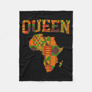 African Queen Art For Women Girls Kente Cloth Afri Fleece Blanket