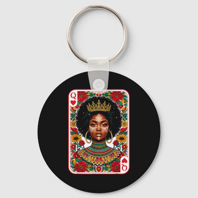 African queen card melanin black pride blm keychain (Front)