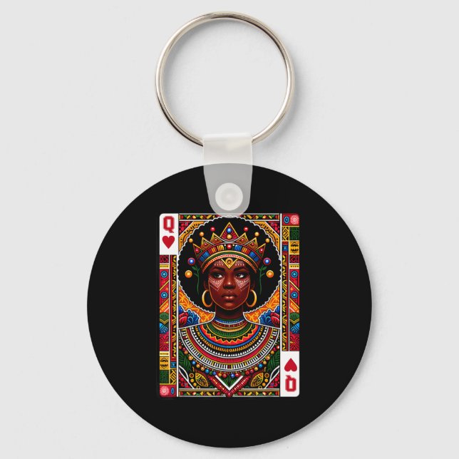 African queen card melanin black pride blm keychain (Front)