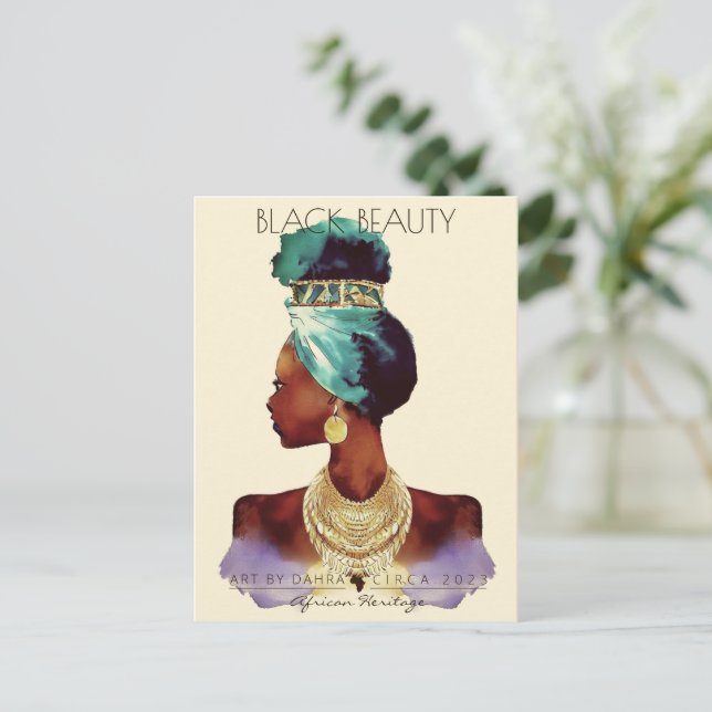 AFRICAN QUEEN HEAD WRAP NATURAL HAIR POSTCARD (Standing Front)