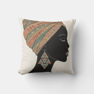 African Queen Poster - Boho African Woman Wall Art Throw Pillow