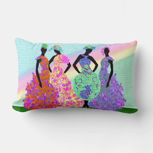 African Rainbow Parade Lumbar Pillow (Front)