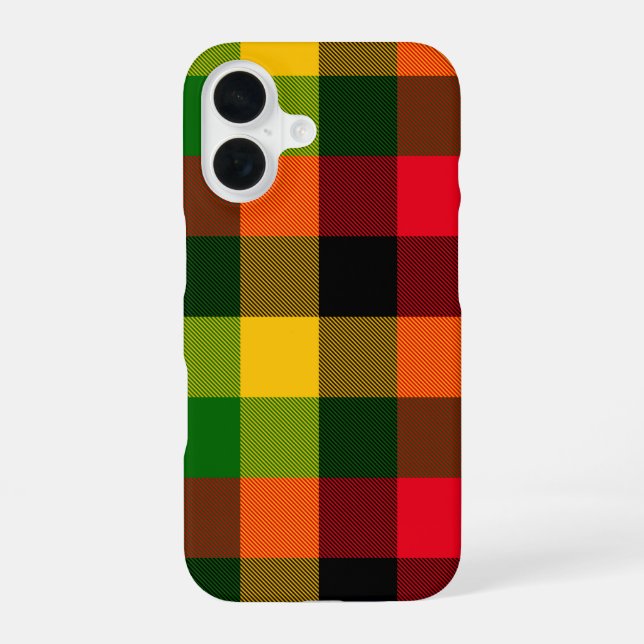  African Rasta Reggae Colours Plaid Pattern Design iPhone 16 Case (Back)