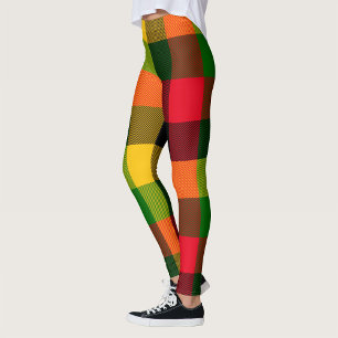 African Rasta Reggae Colours Plaid Pattern Design Leggings