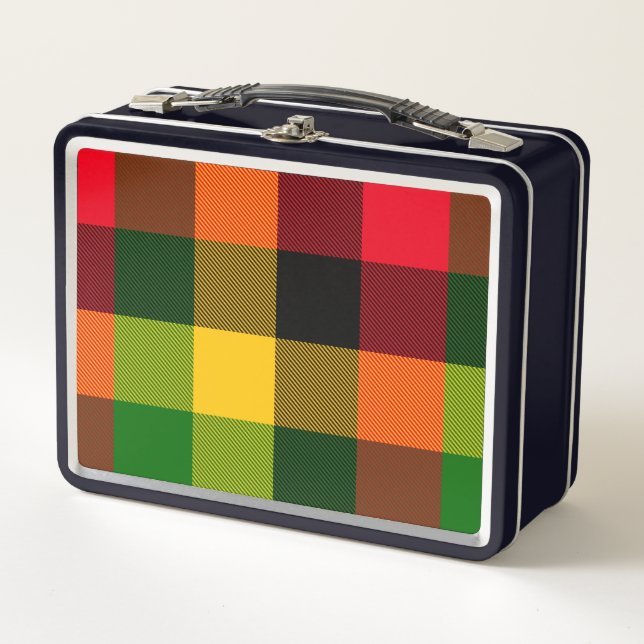  African Rasta Reggae Colours Plaid Pattern Design Metal Lunch Box (Front)