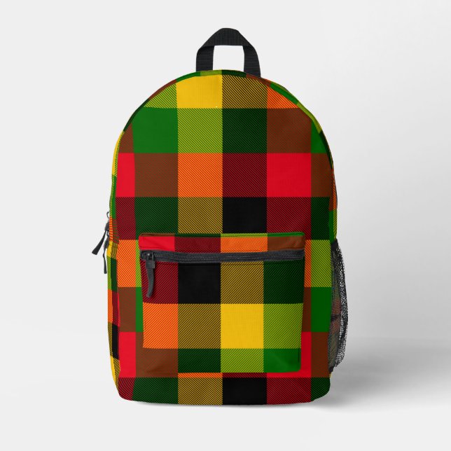  African Rasta Reggae Colours Plaid Pattern Design Printed Backpack (Front)