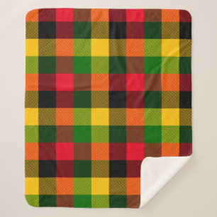 African Rasta Reggae Colours Plaid Pattern Design Sherpa Blanket