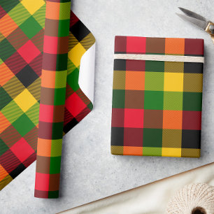 African Rasta Reggae Colours Plaid Pattern Design Wrapping Paper