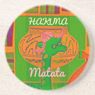 African Red Golden Green Rasta Giraffe Colours Coaster