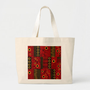 African Red Sunburst Patchwork Jumbo Tote Bag