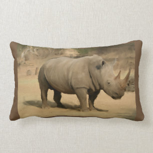 African Rhino Lumbar Pillow