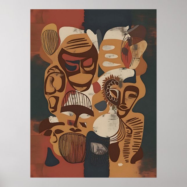 African Rhythms: Abstract Mask Patterns Poster (Front)