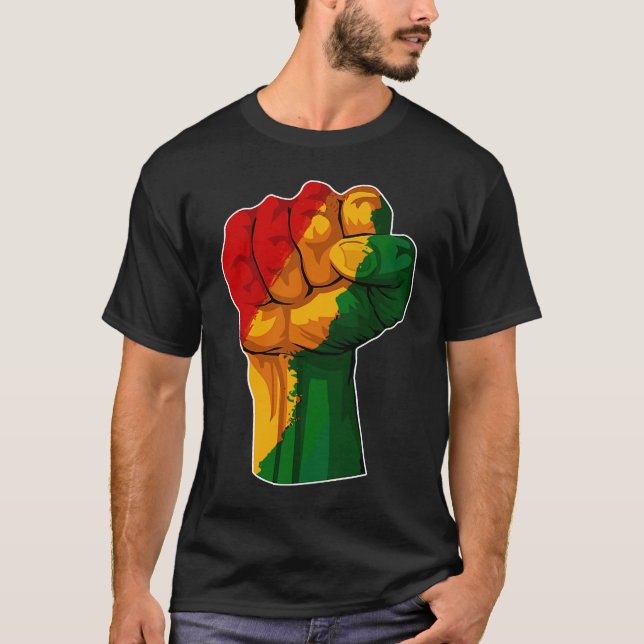 African Rising Hand Fist Black History Month BLM A T-Shirt (Front)