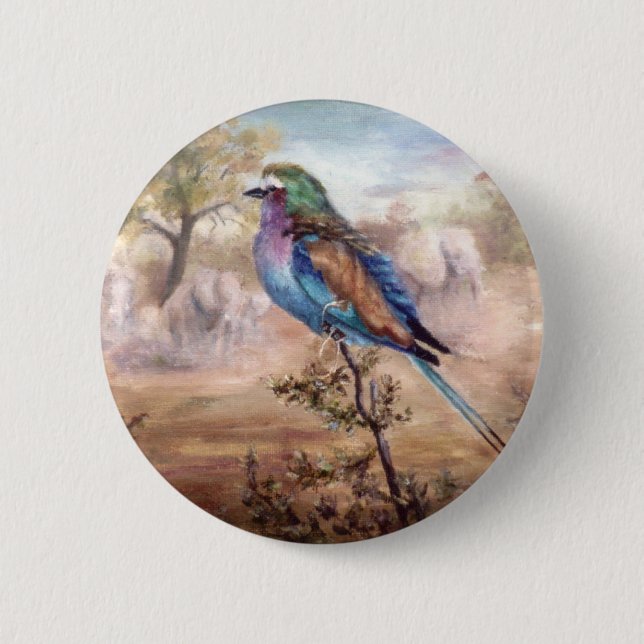 African Roller 2 Inch Round Button (Front)
