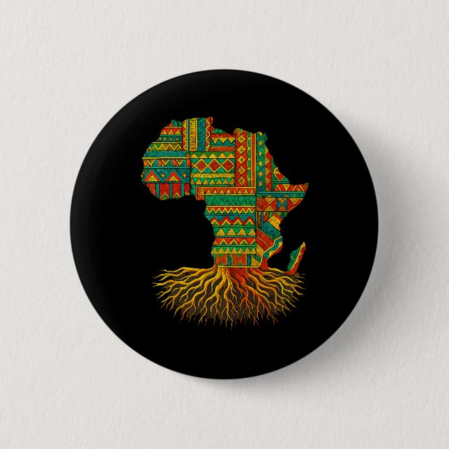 African Roots Africa Map Melanin Juneteenth  2 Inch Round Button (Front)