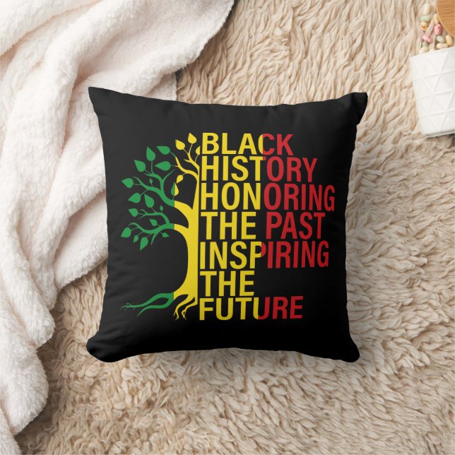 African Roots Black History Month Past and Future Throw Pillow (Blanket)