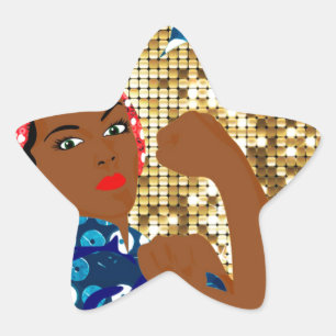 african rosie the riveter star sticker