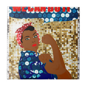 african rosie the riveter tile