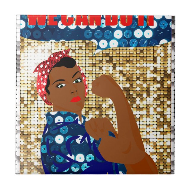 african rosie the riveter tile (Front)