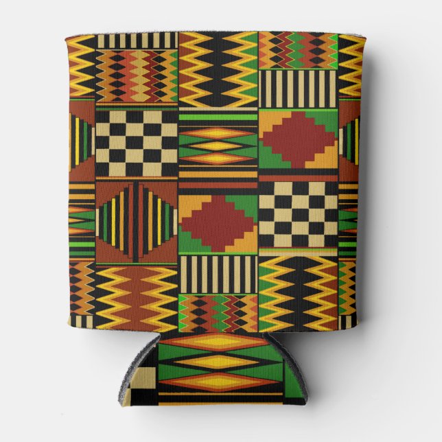 African Royal Kente Cloth Design Can Cooler (Front)