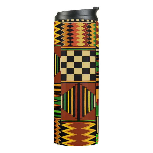 African Royal Kente Cloth Design Thermal Tumbler (Rotated Left)