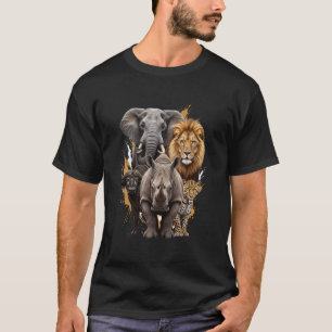 African Safari Animals Lion Elephant Leopard Wildl T-Shirt