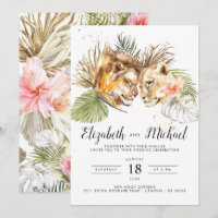 African Safari Boho Botanical Wedding Invitation