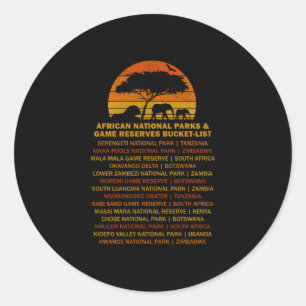 African Safari Bucket List Sunset Lion Elephant Se Classic Round Sticker