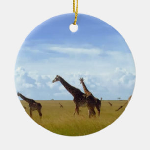 African Safari Giraffe: Kenya National Park   Ceramic Ornament