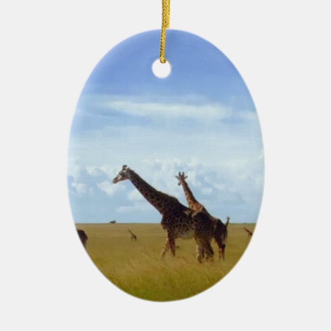 African Safari Giraffe: Kenya National Park   Ceramic Ornament (Front)