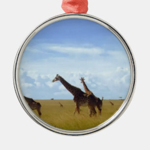 African Safari Giraffe: Kenya National Park   Metal Ornament