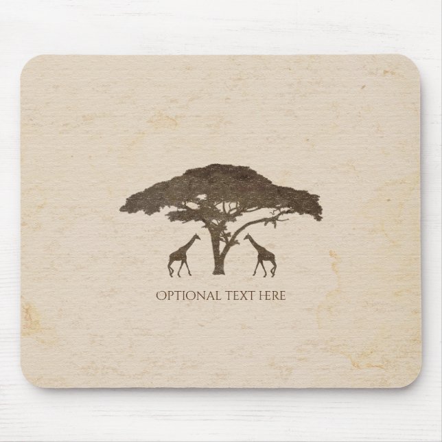 African Safari Giraffes & Tree Vintage Computer Mouse Pad (Front)