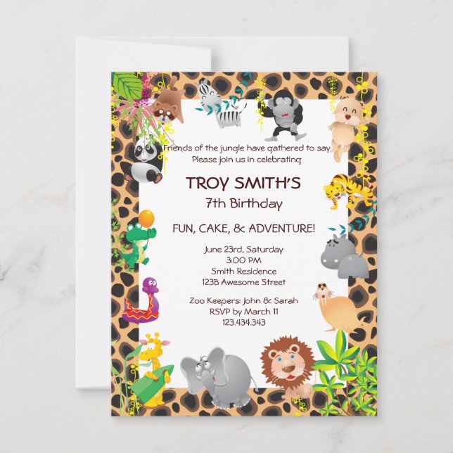 African Safari Kid's Birthday Party Invitation (Front)