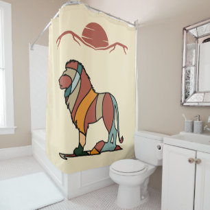 African Safari Lion Bathroom Decor Shower Curtain 