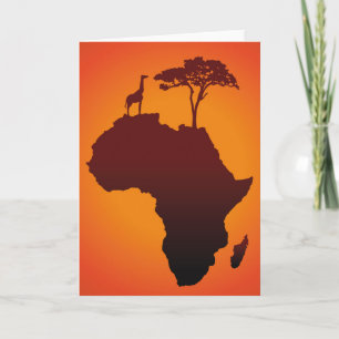 African Safari Map - Greeting Card