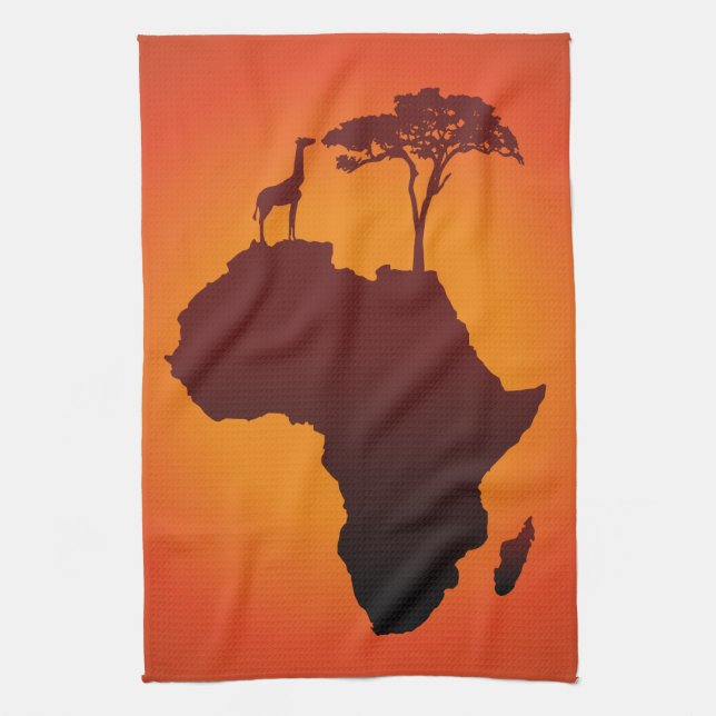 African Safari Map - Kitchen Towel (Vertical)