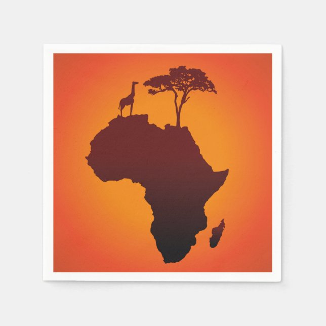 African Safari Map - Paper Napkin (Front)
