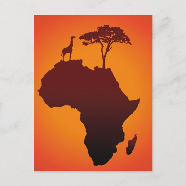 African Safari Map - Postcard (Front)