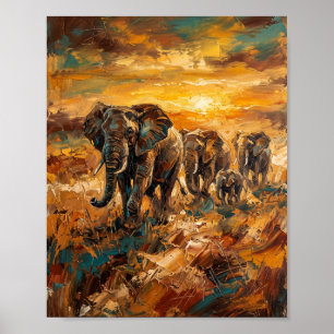 African Safari Poster Luxury Abstract Oil Painting