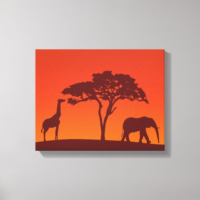 African Safari Silhouette - Canvas Print (Front)