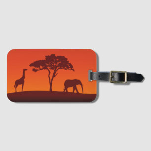 African Safari Silhouette - Luggage Tag