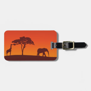 African Safari Silhouette - Luggage Tag