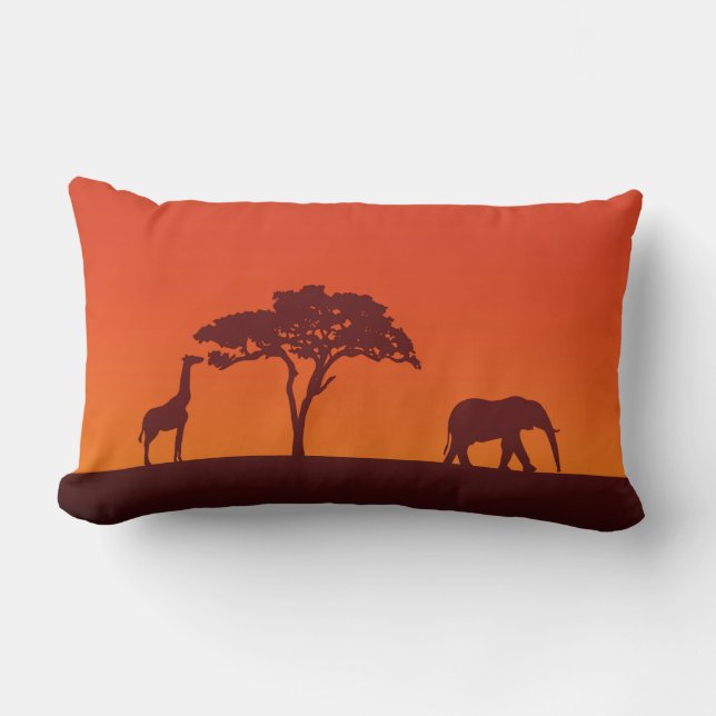 African Safari Silhouette - Lumbar Pillow (Front)